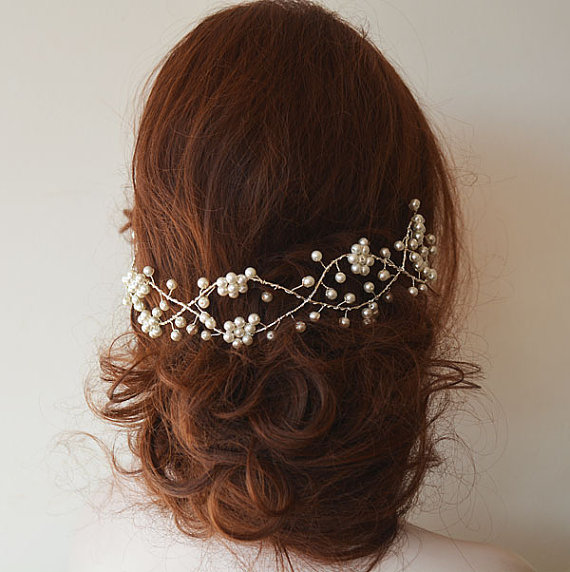 زفاف - Wedding Headband, Bridal Headband, Bridal Pearl Hair Vine, Bridal Hair Accessories, Wedding Hair Accessories