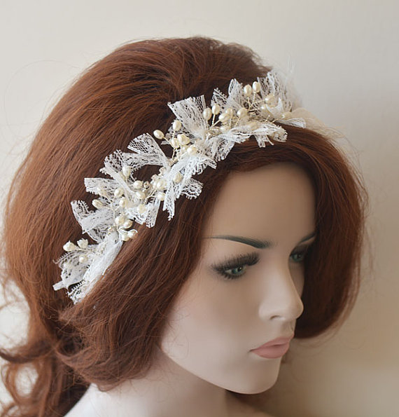 Hochzeit - Wedding Hair vine, wedding Lace headband, Lace Bridal headband, Bridal Hair Accessory, Wedding Hair Accessories