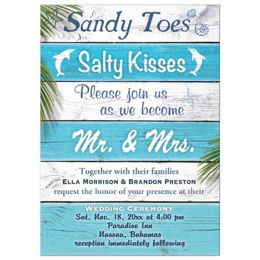 Wedding - Wedding Invitation - Turquoise Beach Sandy Toes Salty Kisses