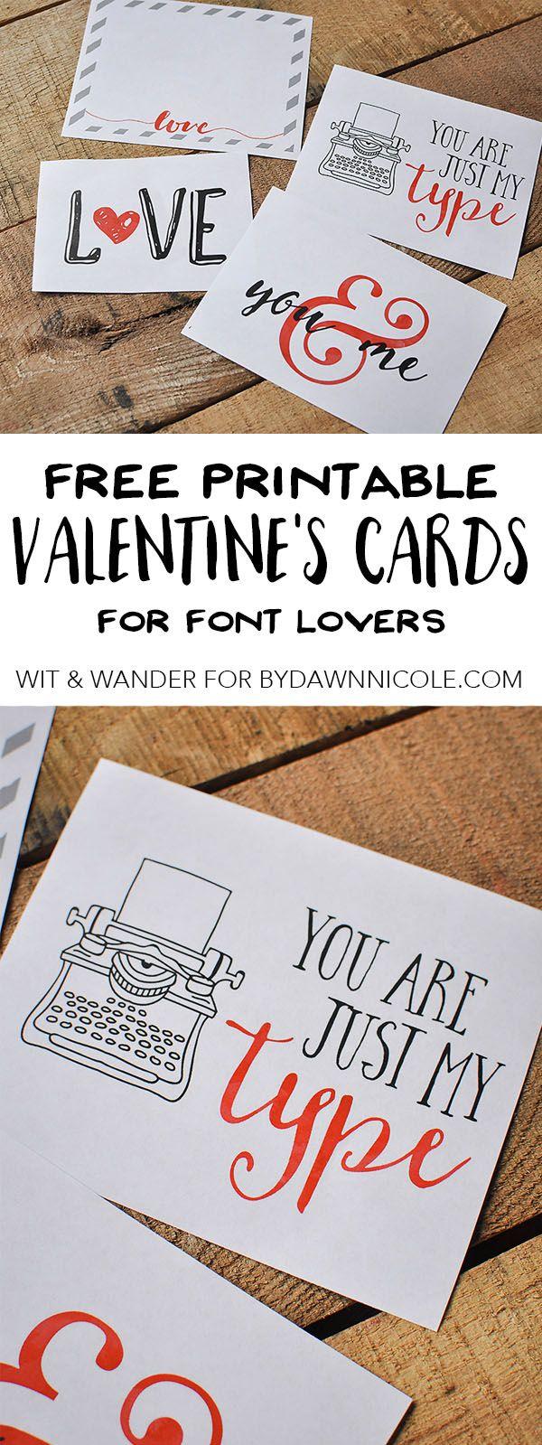 Hochzeit - Free Printable Font-Lovers Valentines Day Cards