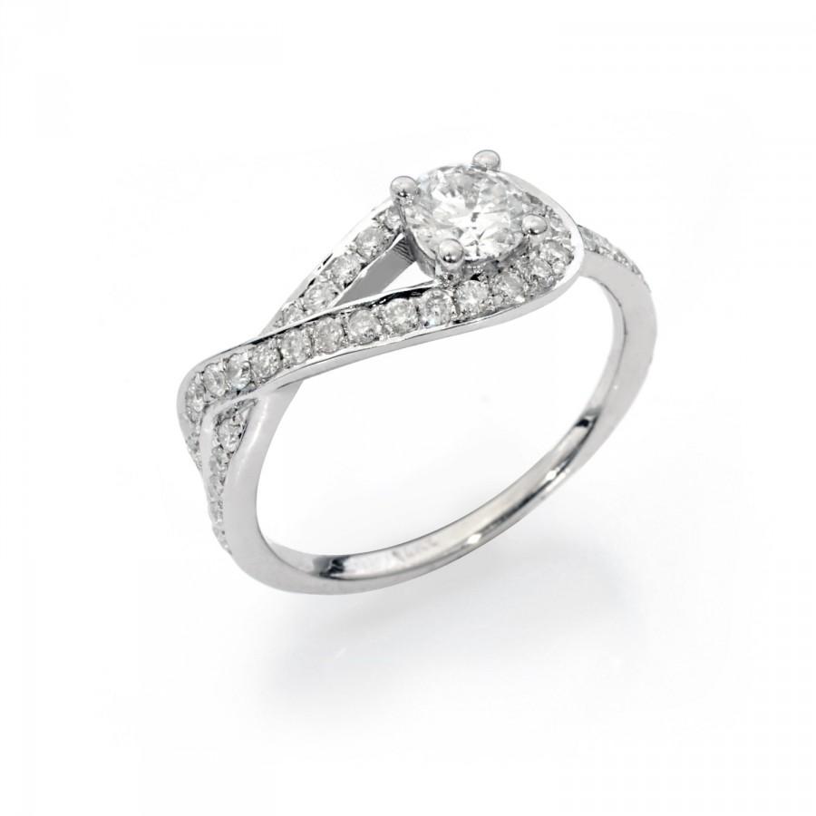 Hochzeit - Unique Engagement Ring - twist diamond ring - Genuine diamond ring - diamond engagement ring - dainty engagement ring - solid gold ring