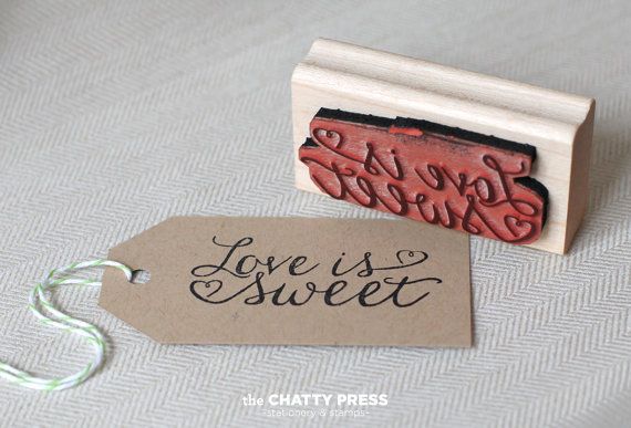Hochzeit - Love Is Sweet Rubber Stamp - Wedding Favor Stamp DIY