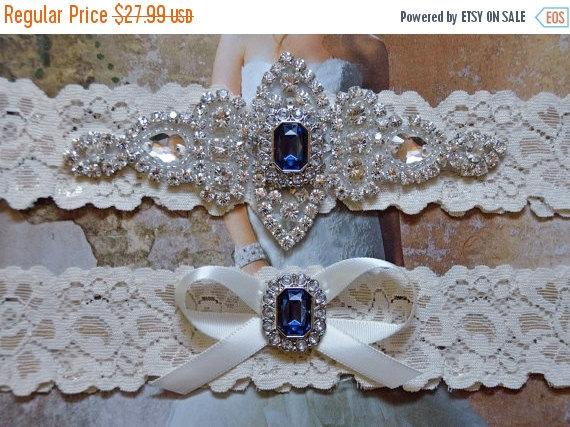 زفاف - Bridal Garter, Wedding Garter Set, Something Blue, Rhinestone Crystal Bridal Garter, Vanessa Style 10721