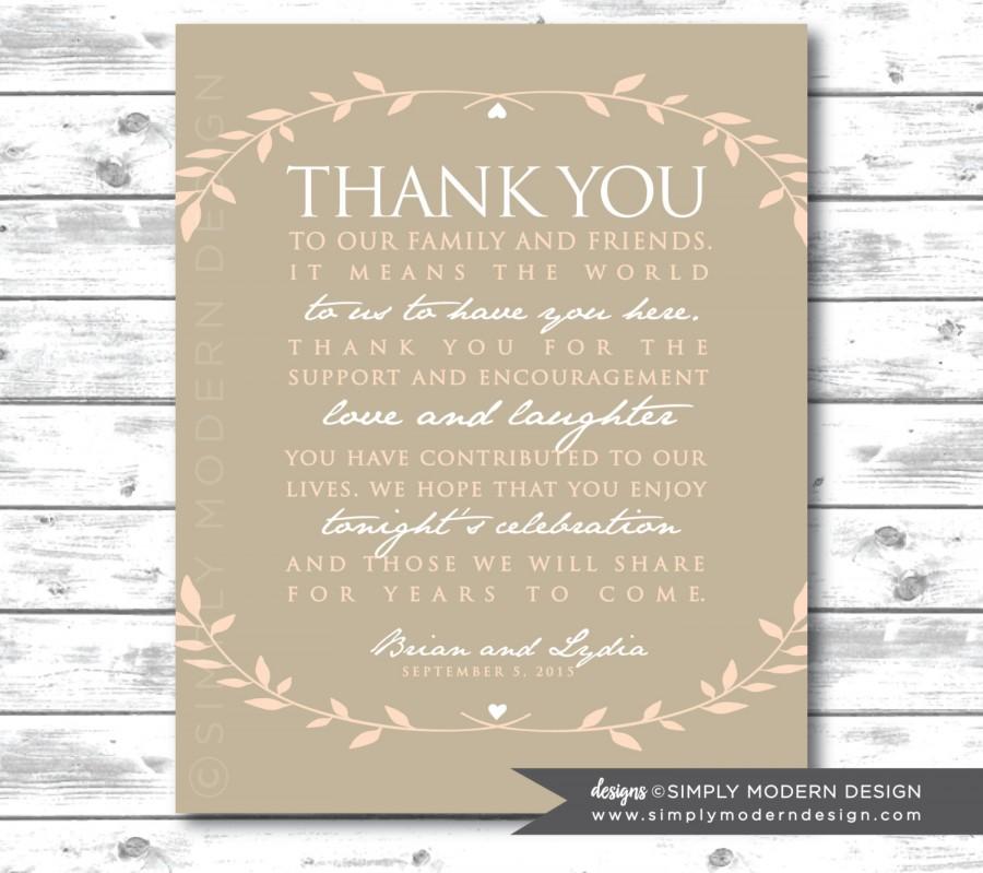 Wedding - wedding thank yousign, wedding, sign, guest thank you, rustic, floral, PRINTABLE