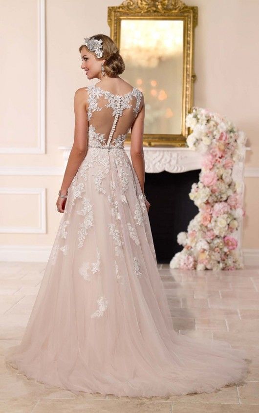 Mariage - Lace Illusion Back Wedding Dress