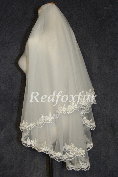 زفاف - A thin layer bridal veil wedding veil Alencon lace veil simple and elegant veil