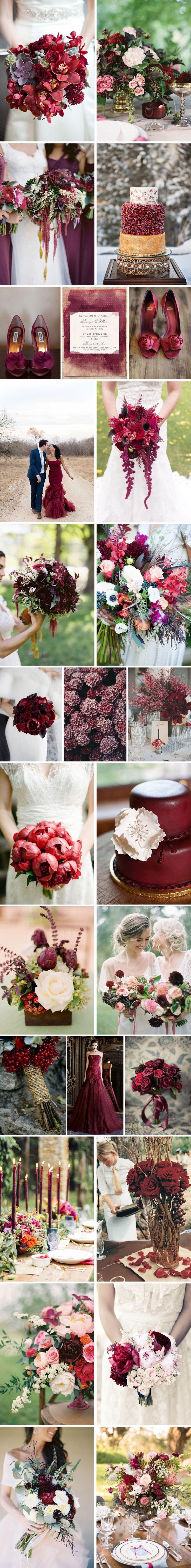 Mariage - Pantone Color Of 2015 Marsala Wedding Color Ideas