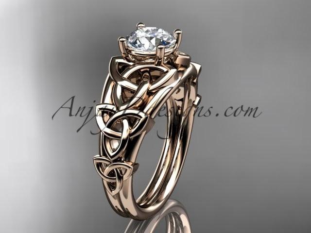 Wedding - 14kt rose gold celtic trinity knot engagement ring , wedding ring CT765