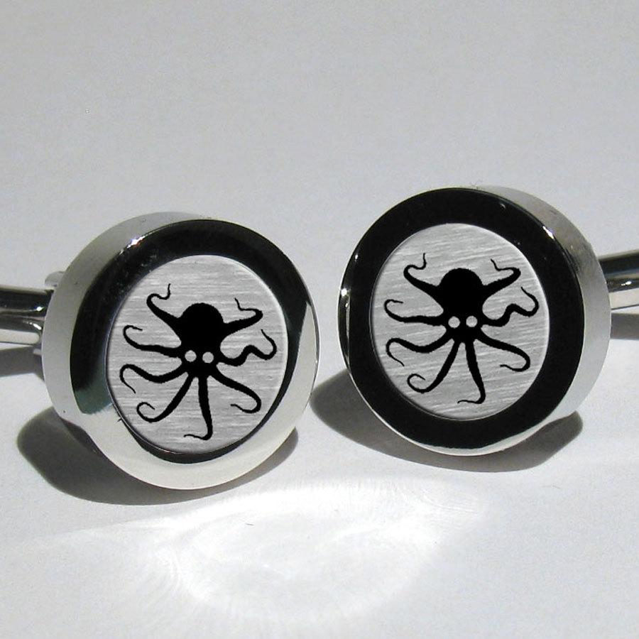 Wedding - Mens Octopus Cufflinks/Silver Geekery Nautical Steampunk Octopus Sailor Cufflinks/Grooms Gift/Valentines Gift/Gift for men