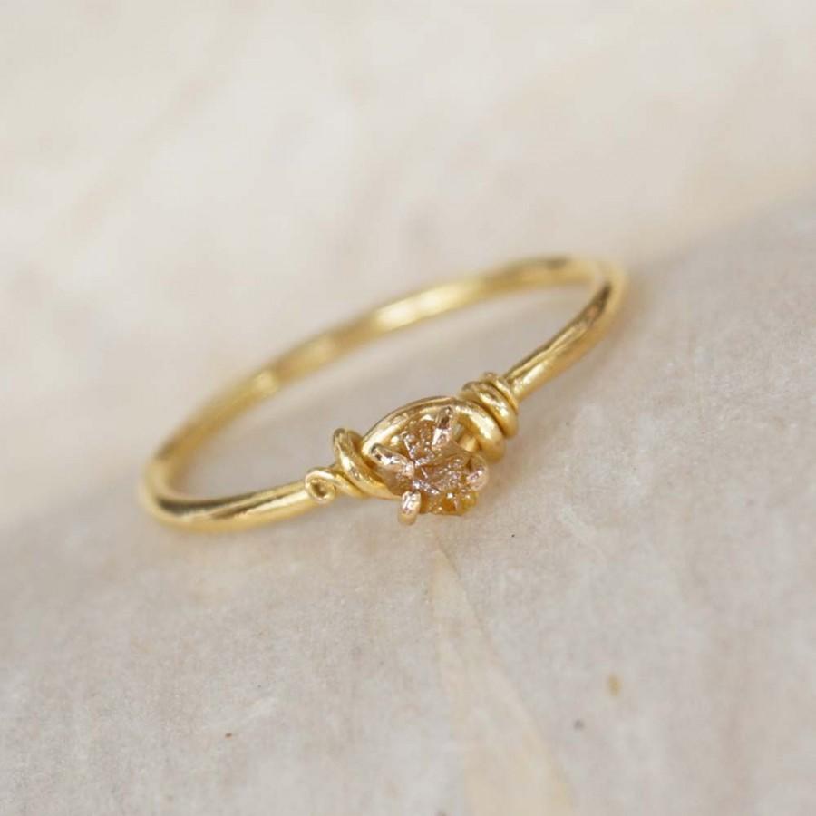 Hochzeit - Handmade, Diamond Engagement Ring, 18k Solid Gold Ring, Wire Wrap, Gold Stacking Ring, FREE SHIPPING