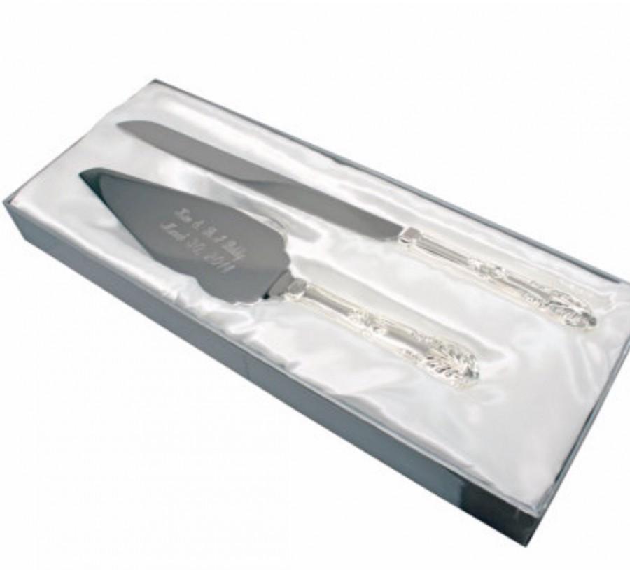 Свадьба - Engraved cake cutter and knife set, engraved wedding cake cutter set, engrave knife set