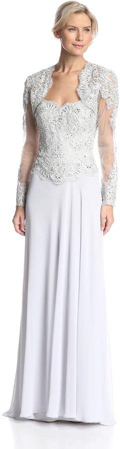 Свадьба - Terani Couture Women's Lace Bodice Strapless Dress with Removable Shrug