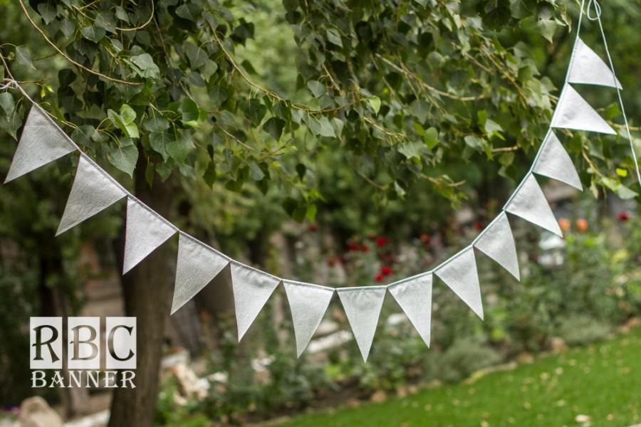 Wedding - Silver Garland Banner, Silver Wedding  Garland, Silver Garland Birthday, Silver Wedding Decor, Silver Glitter Flags