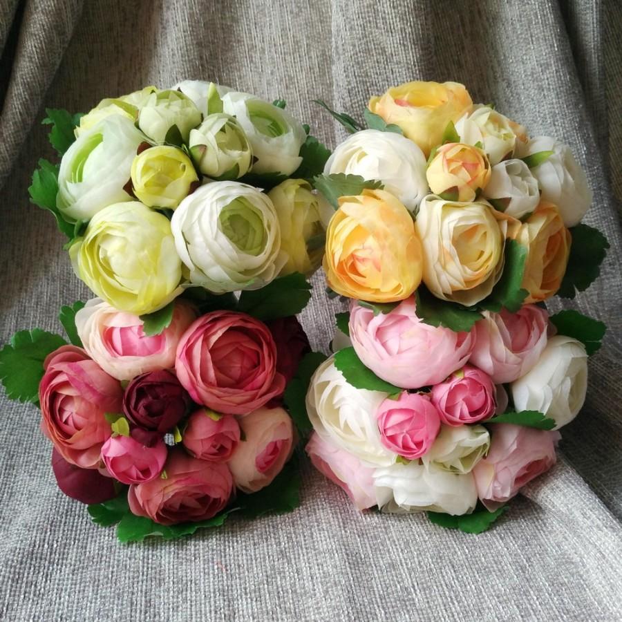 Hochzeit - Silk Peony Bouquet Artificial Camellia Flower Bouquet For Bridesmaids Bridal Bouquet 10 Flower Heads Each Bouquet, 4 colors