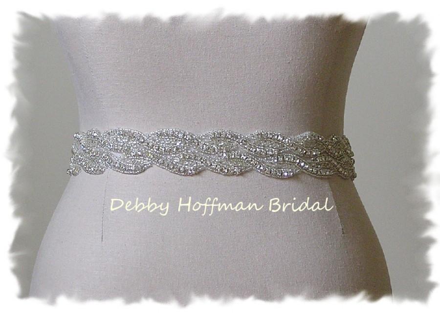 Свадьба - Rhinestone Bridal Belt, 25 inch Beaded Crystal Wedding Dress Sash, Wide Wedding Belt, Jeweled Wedding Sash, Bridal Sash, No. 1121S2-25