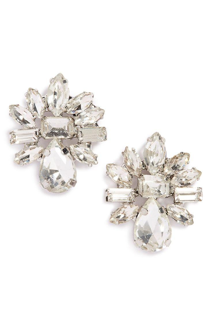 Wedding - Cara Rhinestone Cluster Earrings 