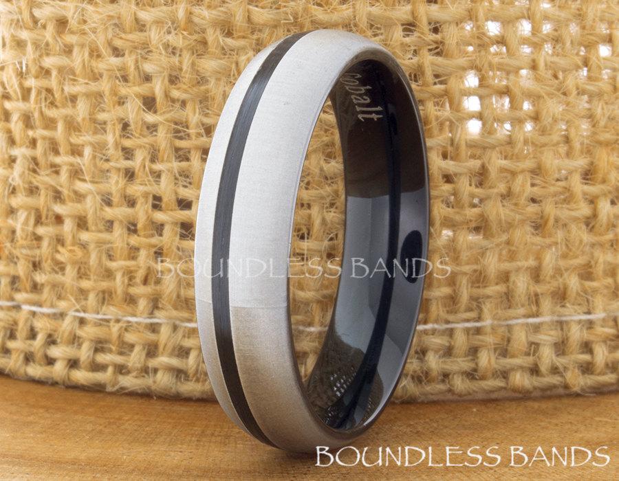 Свадьба - Tungsten Ring Silver Black Tungsten Band 1mm Black Mens Anniversary Ring Promise Ring Comfort Fit Band Wedding Ring FREE Laser Engraving 6mm