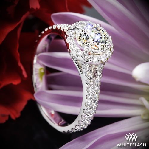 زفاف - 18k White Gold "Park Avenue" Diamond Engagement Ring