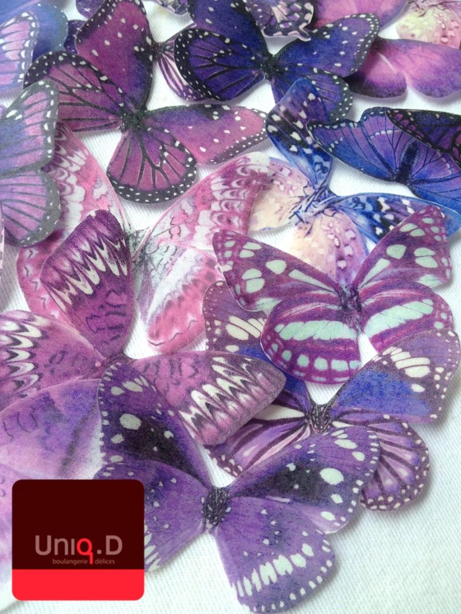 زفاف - new 45 purple plumb edible cake decoration - lavander wedding - edible cupcake toppers - purple edible butterflies by Uniqdots on Etsy