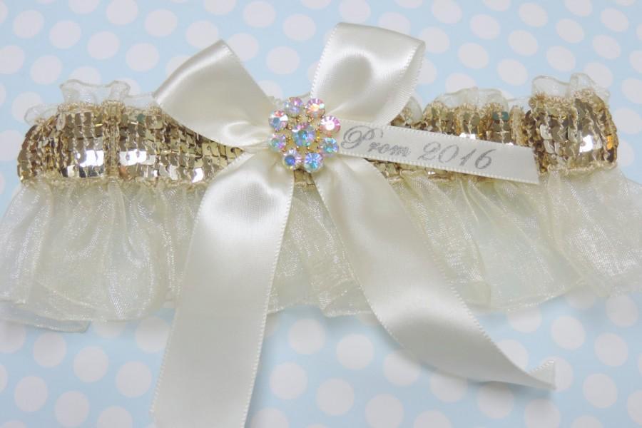 Mariage - Ivory and gold prom garter,  prom garters