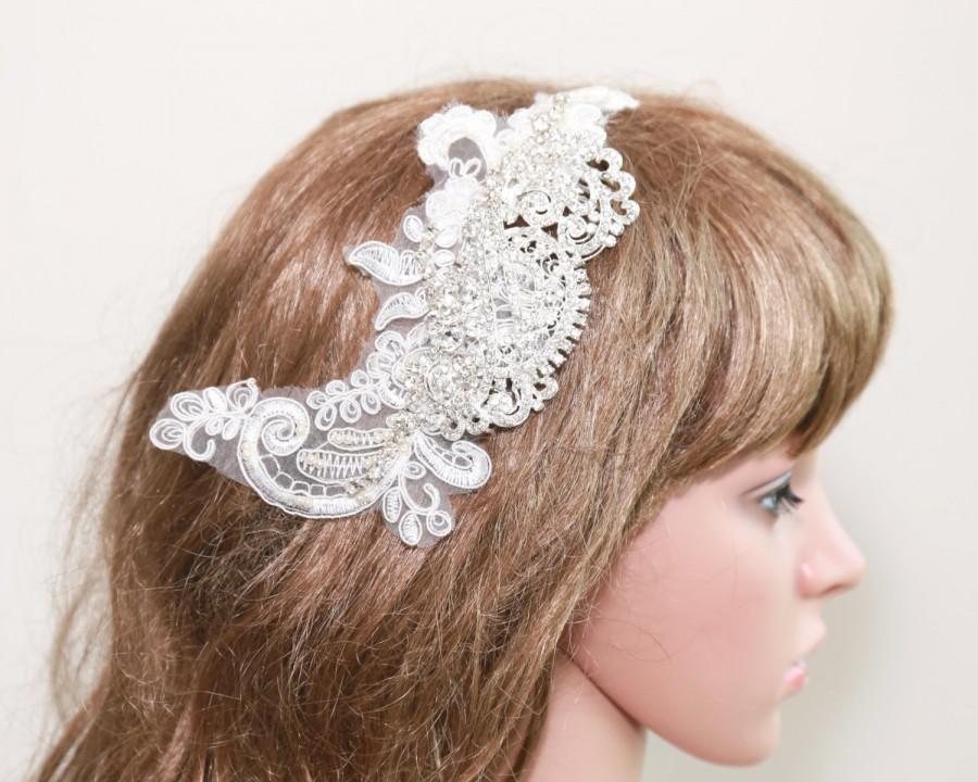 زفاف - Art Deco Headpiece, Rose Comb, Lace Hair Comb, Wedding Hair Comb, Wedding Hair Comb, SWAROVSKI, Rhinestone Crystal Hair Comb,Hair Accessory