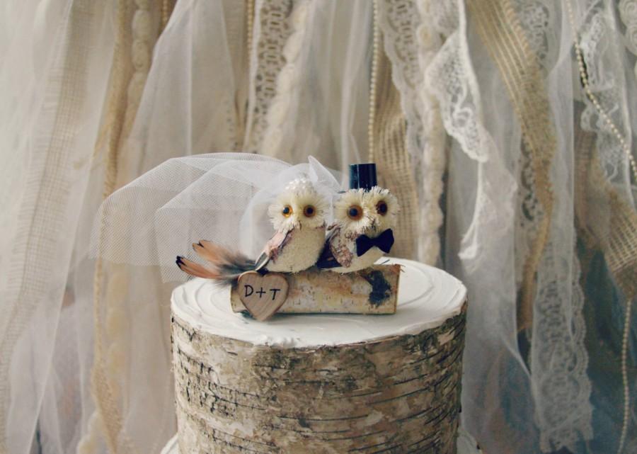Mariage - Owls wedding cake topper-fall wedding-Barn owls cake topper-Rustic cake topper-Rustic wedding-OWLS