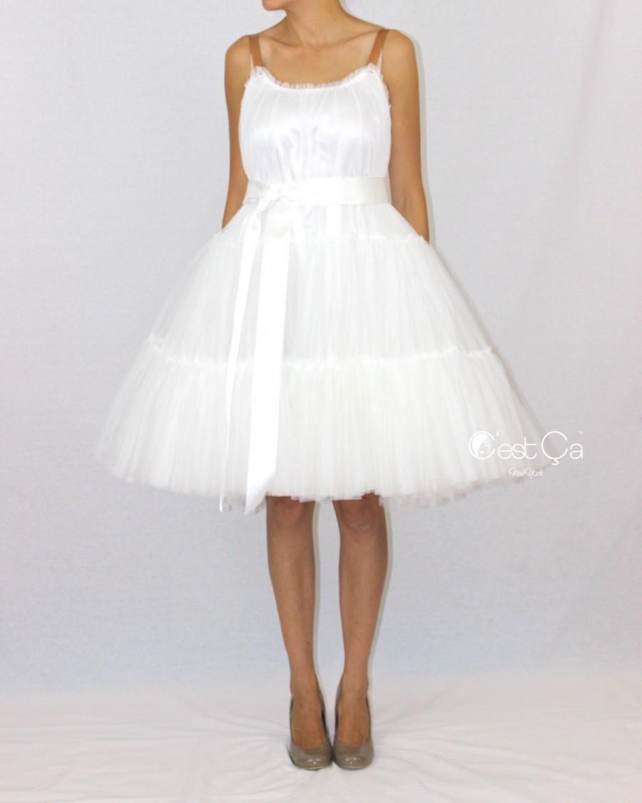 زفاف - Alexa Cream White Tiered Tulle Dress - C'est Ça New York