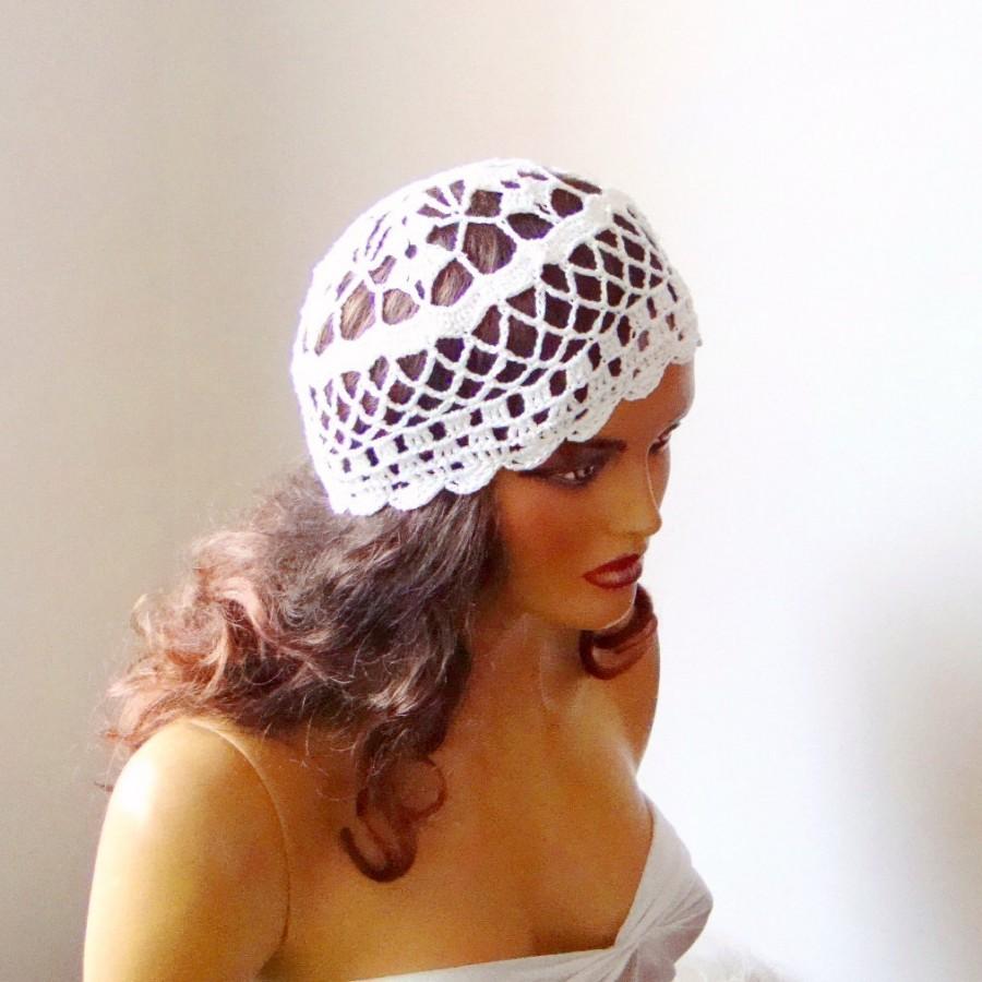 زفاف - Crochet White Bridal Lace Hat, White Lace Hat, Wedding Accessories, Bride Bridesmaid Hat, Summer Fashion, Party, Dance