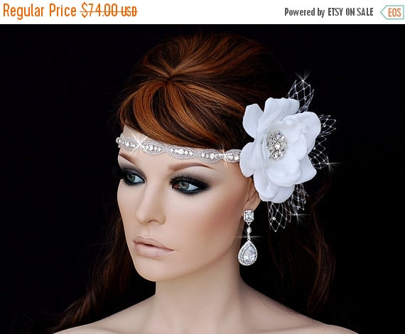 Свадьба - SALE - Beaded Headband , Bridal Headpiece , Bridal Hair Accessory , Wedding Headband