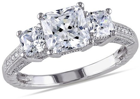 Свадьба - Allura Square and Round White Cubic Zirconia Bridal Ring in Sterling Silver