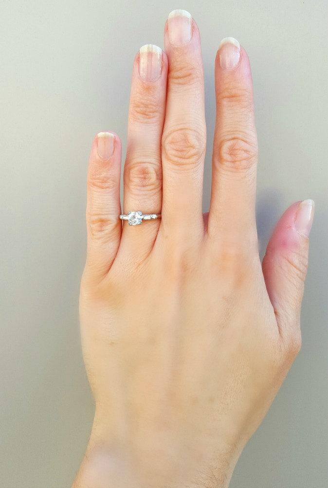 Wedding - Engagement ring, antique engagement ring, art deco engagement ring, 1930s engagement ring, platinum ring, diamond ring