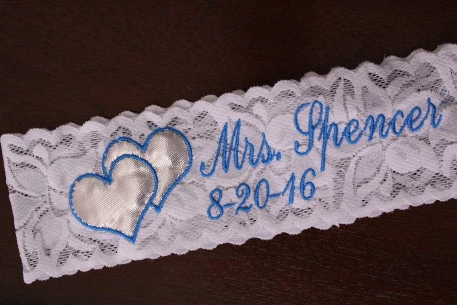 Hochzeit - Monogram Garters, Interwined Hearts. Lace Garters, Standard Size, Plus Size, Petite Size Garters. wedding, mrs, You're Next garters. S1F11