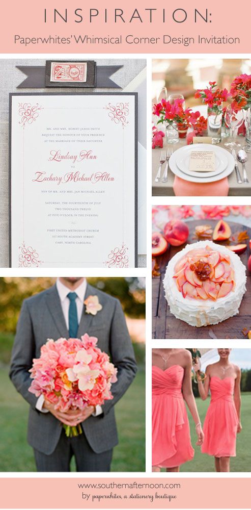 Wedding - Coral And Gray Kiev Wedding Invitation Inspiration