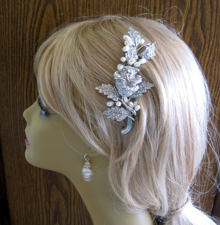 Mariage - Wedding hair comb,Bridal Hair Comb with Natural Freshwater  Pearl Beads-Pearl Bridal Hair Comb Rhinestone Bridal Comb Weddings  Rinestone