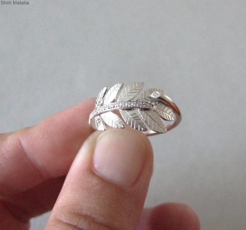 Mariage - Leaf Engagement Ring - twig ring , alternative engagement ring , wedding band , silver ring , leaf ring , woodland ring ,