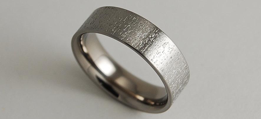 Wedding - Mens Wedding Band , Titanium Ring , The Acropolis Band with Comfort Fit