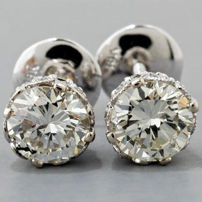 زفاف - Diamond Stud Earrings Antique Style