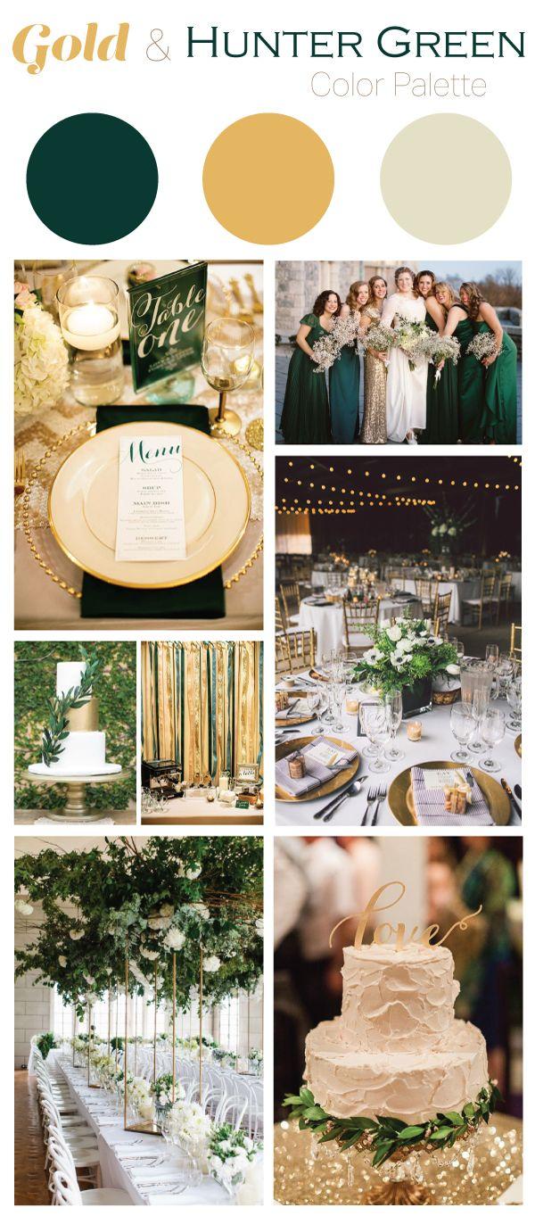 Hochzeit - Gold And Hunter Green Wedding Color Palette