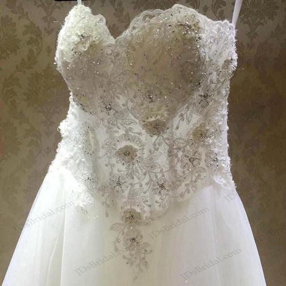 Wedding - JW16206 Sexy illusion lace sweetheart neckline princess ball gown