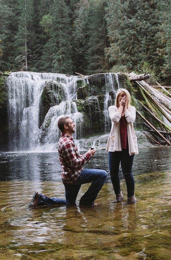 زفاف - Adorable Washington Proposal At Lower Lewis River Falls