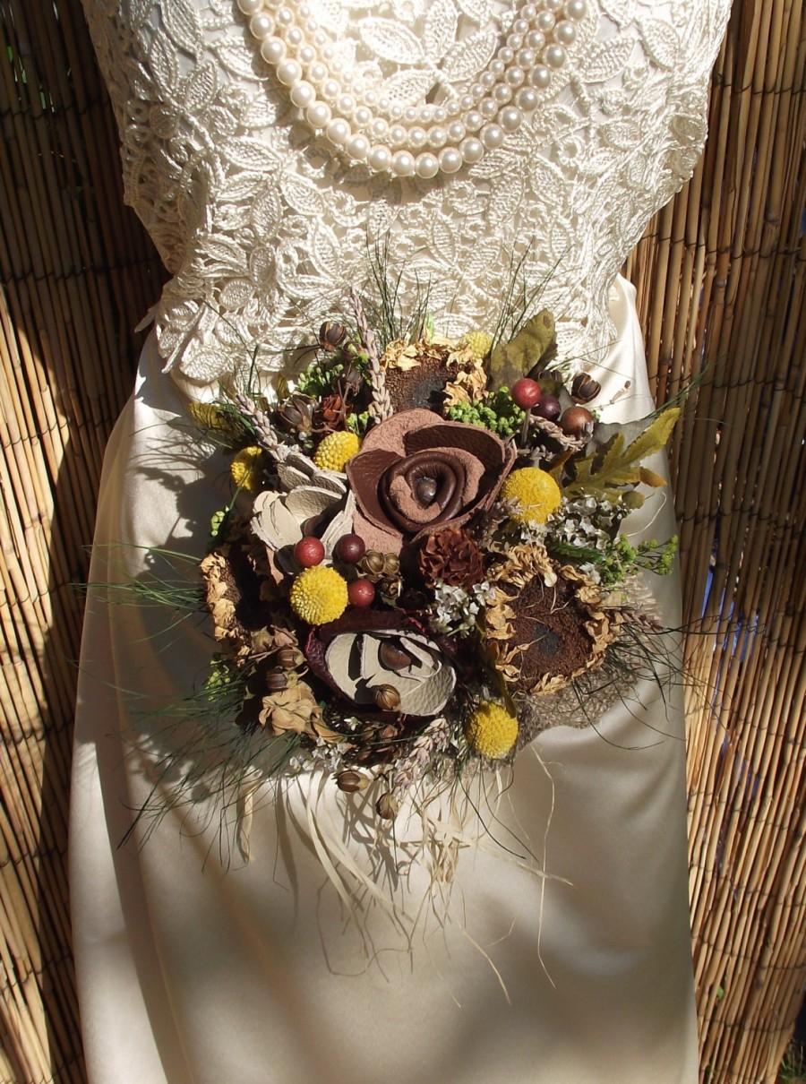 Hochzeit - Woodsy wedding bouquet, rustic bridal bouquet, dried and natural flower wedding bouquet