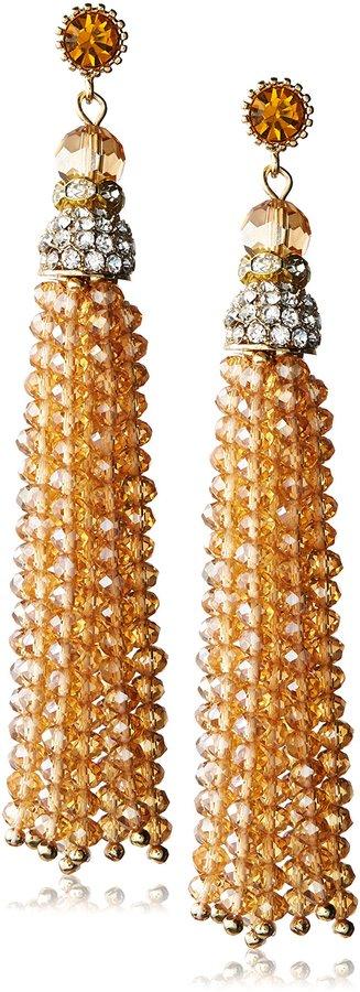Mariage - Saachi Champagne Bridal Crystal Tassel Earrings