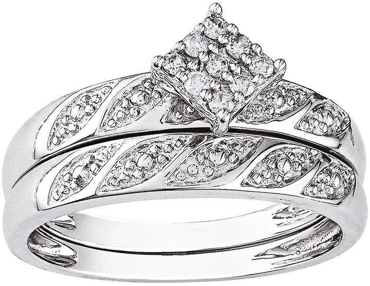 Wedding - FINE JEWELRY 1/10 CT. T.W. Diamond Bridal Ring Set, Sterling Silver