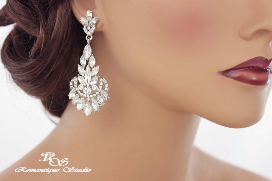 BriLove Womens Wedding Bridal Crystal Art Deco Irregular Chandelier Dangle Earrings