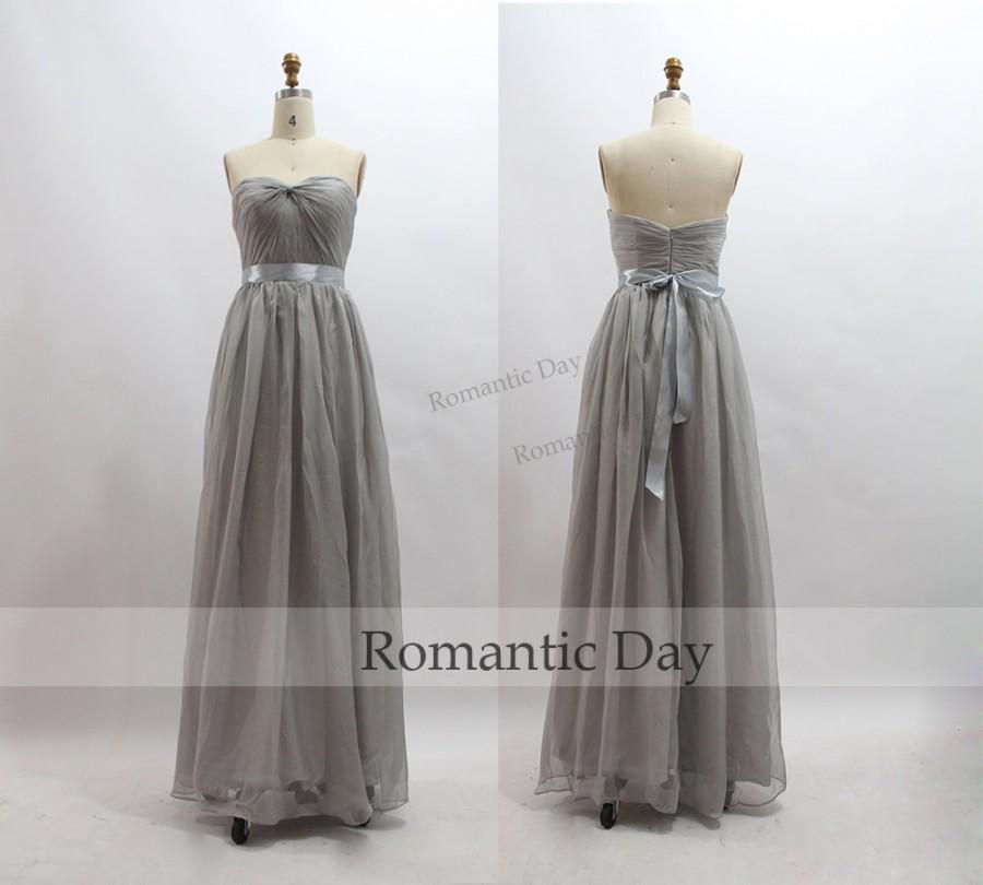 Свадьба - 2015 Cheap Women Chiffon Gray Long Bridesmaid Dresses/Prom Dress/Long Party Dress/Evening Gown/Custom Made 0338