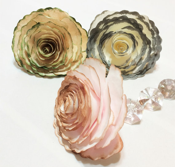 Wedding - Cabbage Rose, Antique colored Cabbage Roses, Coffee filter Roses, Artificial flowers, Fake flowers, Floral, Paper flowers, Roses
