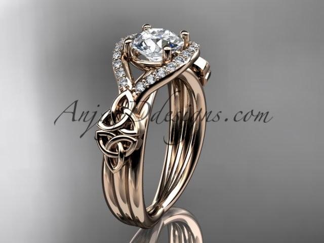 Wedding - 14kt rose gold celtic trinity knot engagement ring ,diamond wedding ring CT785