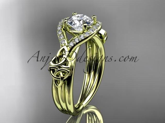 Hochzeit - 14kt yellow gold celtic trinity knot engagement ring ,diamond wedding ring CT785