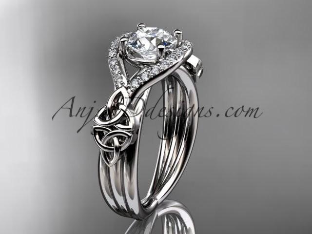 Hochzeit - platinum celtic trinity knot engagement ring ,diamond wedding ring CT785