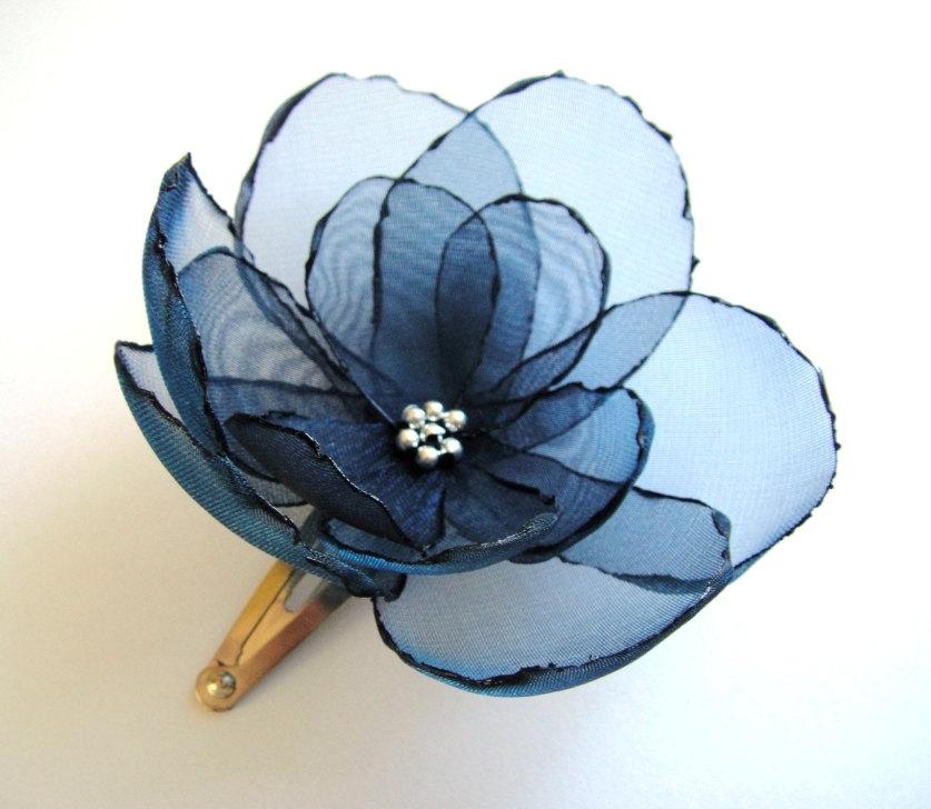 Mariage - romantic cobalt blue rose blossom flower snap clip